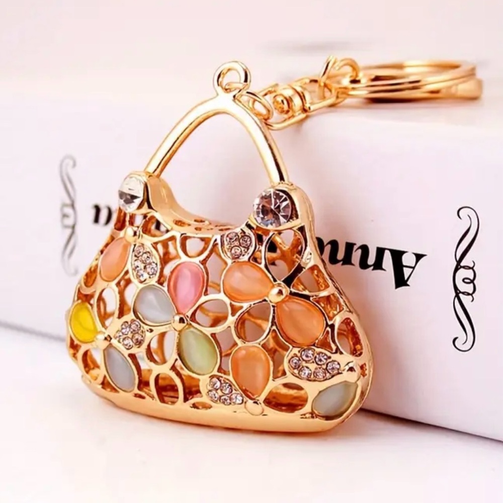 NWT Elegant Gold and Multicolor Women's Bag Purse Charm
